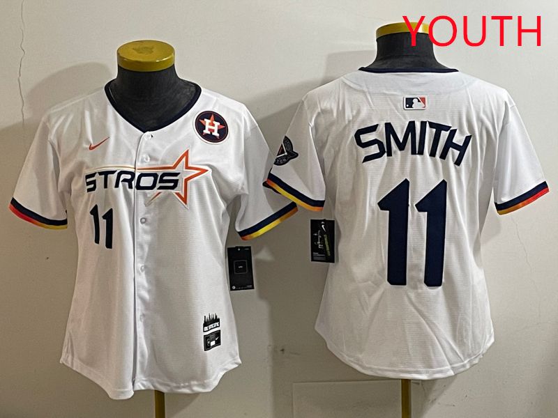 Youth Houston Astros #11 Smith White three generations Joint Name Nike 2025 MLB Jersey style 6->youth mlb jersey->Youth Jersey